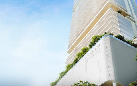 The Chedi Private Residences branded tower on Sheikh Zayed Road, Dubai